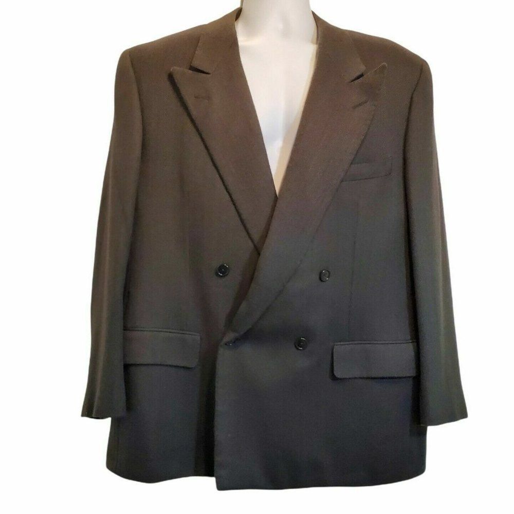 D'AVENZA Gray Herringbone 100% Cashmere Sport Coat Blazer Size 46 R